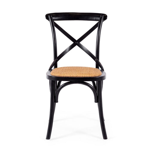 Villa Aged Black X-Back Chair with Rattan Seat 1