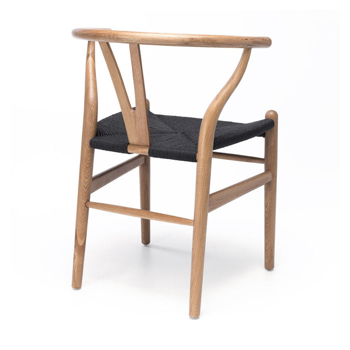 Wishbone Natural Oak Dining Chair with Black Rope Seat 4