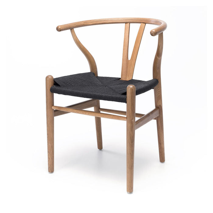 Wishbone Natural Oak Dining Chair with Black Rope Seat 2