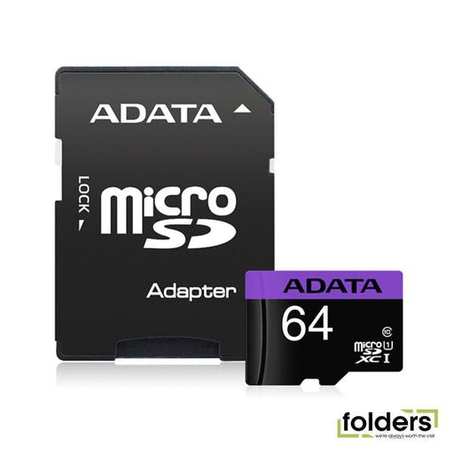 ADATA Premier microSDXC UHS-I Card 64GB + Adapter - Folders