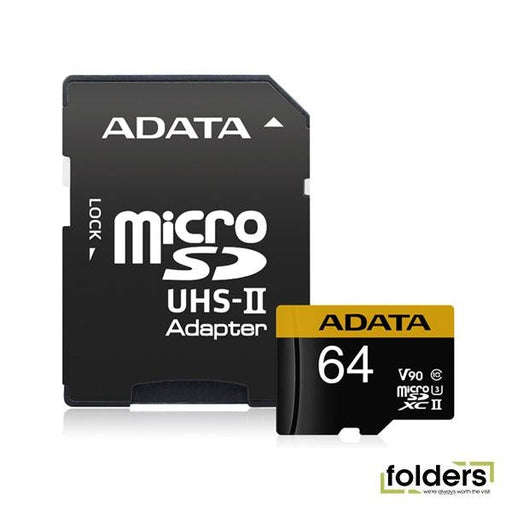 ADATA Premier One UHS-II U3 V90 microSDXC Card with Adapter 64GB - Folders