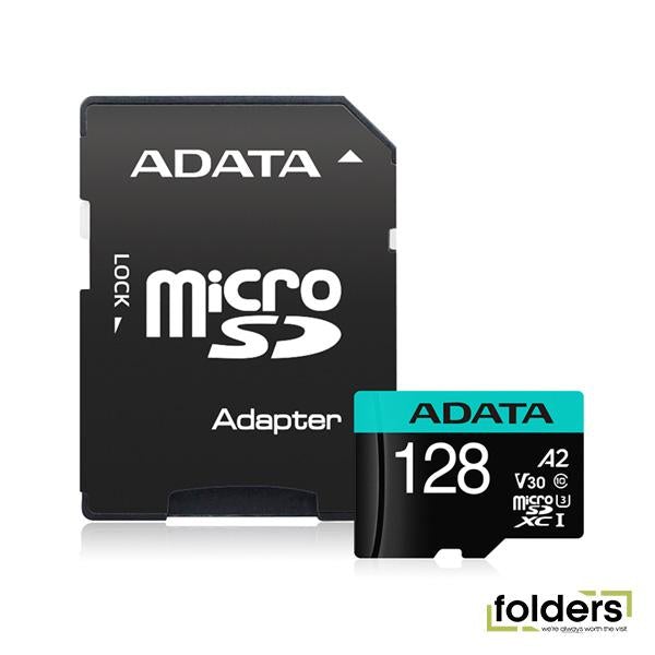 ADATA Premier Pro microSDXC UHS-I U3 A2 V30 Card 128GB + Adapter - Folders