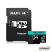 ADATA Premier Pro microSDXC UHS-I U3 A2 V30 Card 64GB + Adapter - Folders