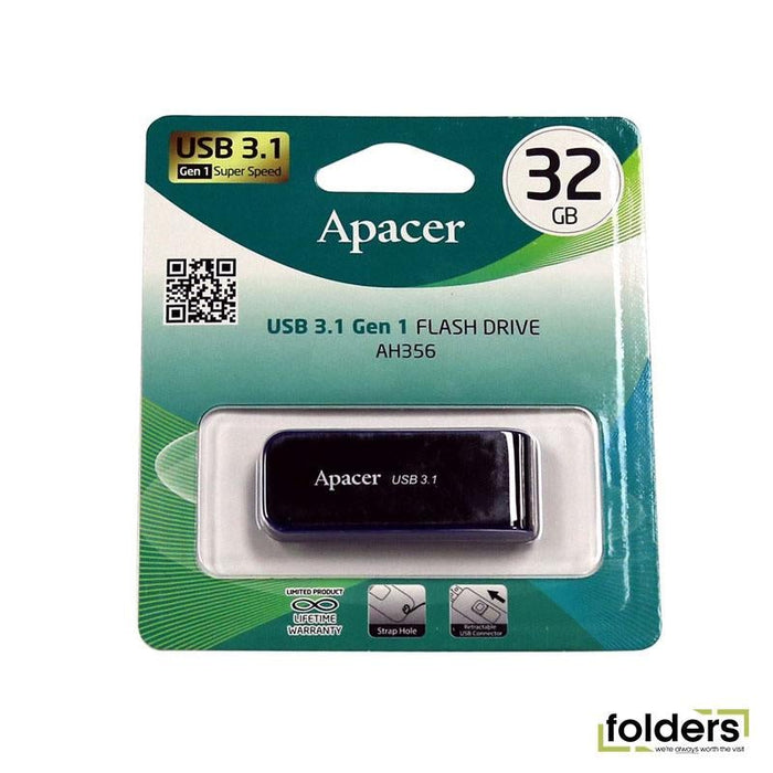 Apacer 32GB USB 3.1 Gen 1 Super Speed Flash Drive. Strap hole, - Folders