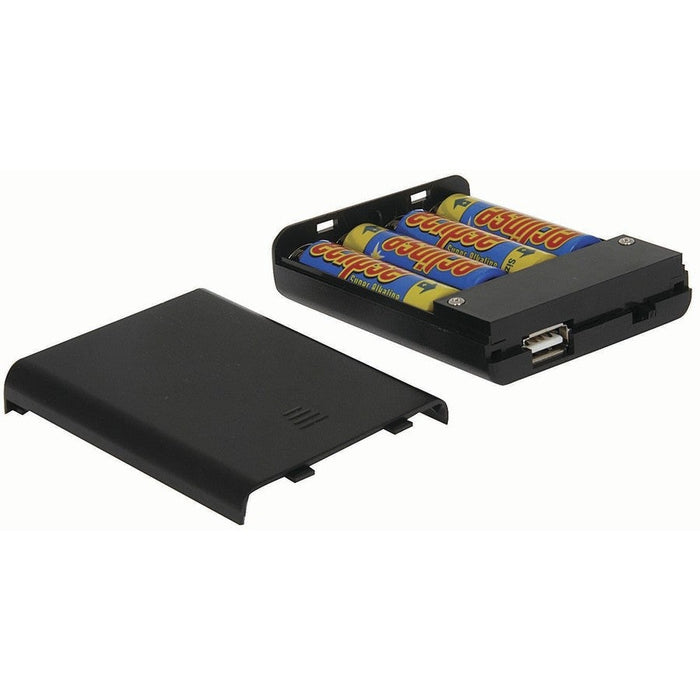 Battery Bank 4 x AA USB A SKT with Switch Black - Folders