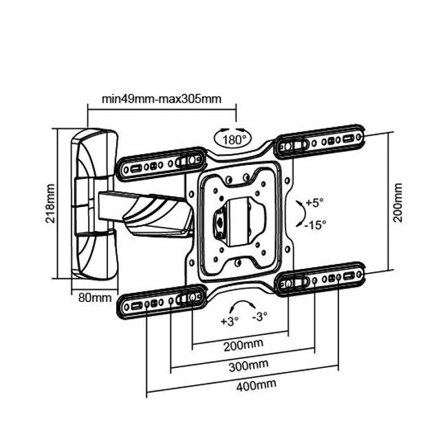 Brateck 23-55" Full Motion TV Wall Mount