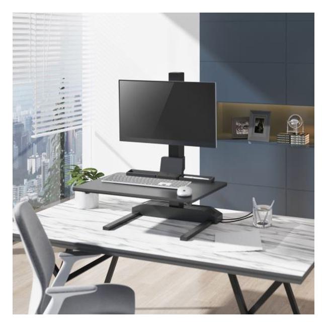 Brateck Electric Sit-Stand Desk Converter With Single Monitor Mount
