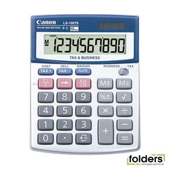 Canon LS-100TS Solar & Battery 10 Digit Calculator - Folders