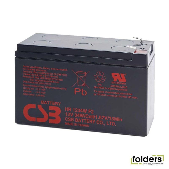 CSB 12V 9.0 AH Replacement UPS Battery - 1 Year Warranty. - Folders