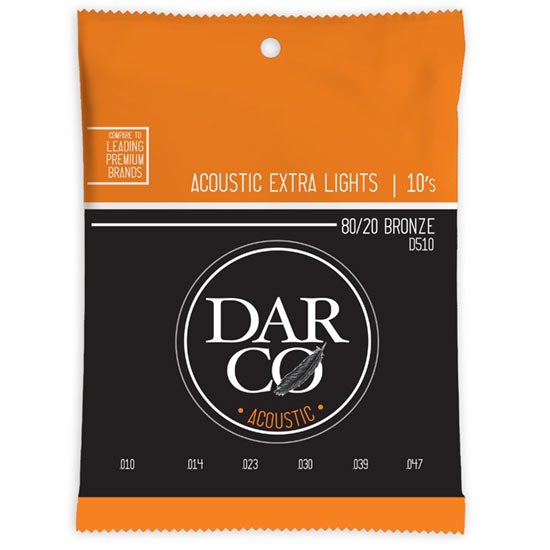 Darco D510 80/20 Bronze Acoustic Guitar Strings Extra Light 10-47