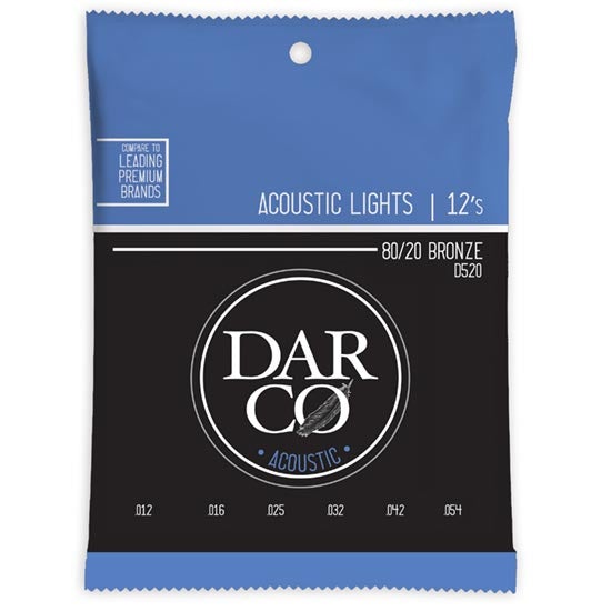 Darco D520 80/20 Bronze Acoustic Guitar Strings Light 12-54