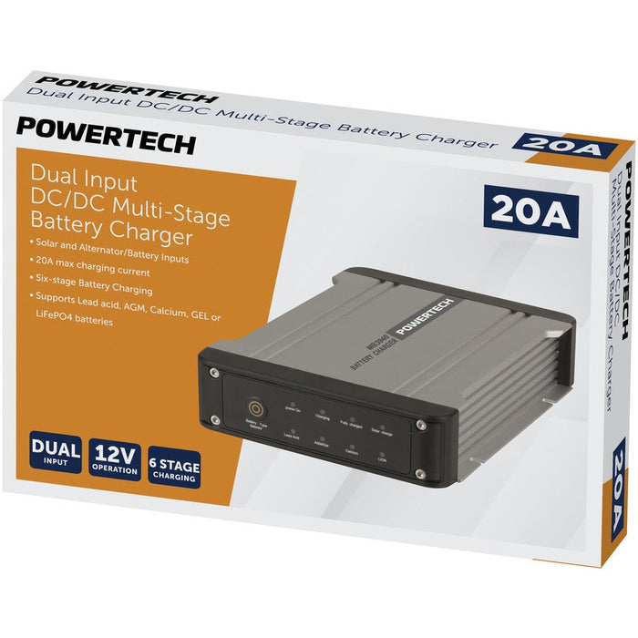 Dual Input 20A DC/DC Multi-Stage Battery Charger to suit Lead and Lithium Style Batteries - Folders