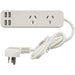 Dual Outlet Powerboard with 4 USB Charge Ports - Folders