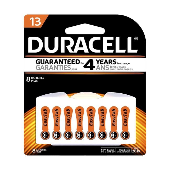 Duracell Hearing Aid 13 Battery Pack of 8