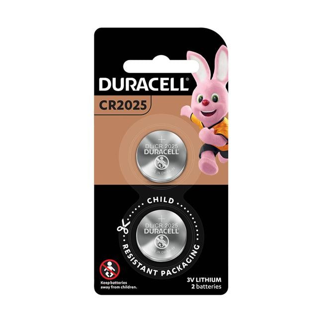 Duracell Lithium Coin CR2025 Battery Pack of 2
