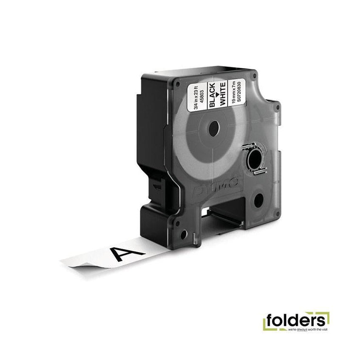 DYMO Genuine D1 Label Cassette Tape 19mm x 7M, Black on White - Folders