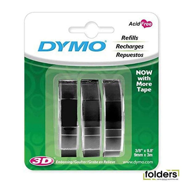 DYMO Genuine Embossing Label Tape. 3PK, 9mm x 3m. Use them indoors or - Folders