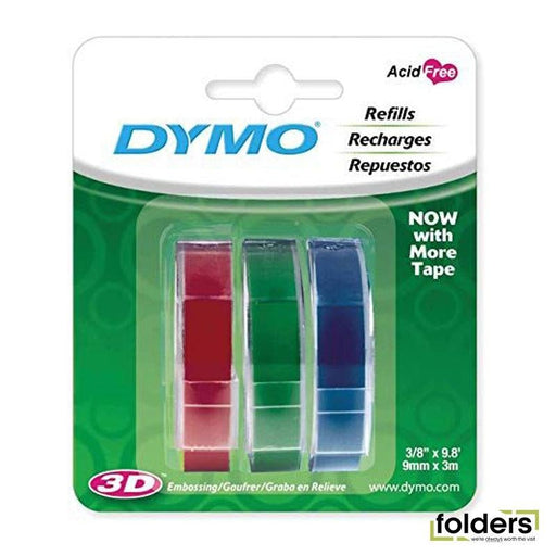 DYMO Genuine Embossing Labels. 3 Colour Multi-Pack (Blue, Red, - Folders