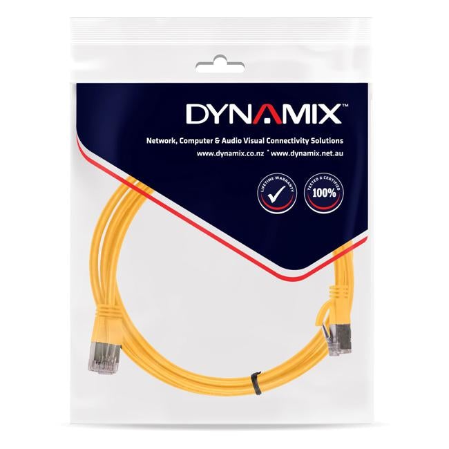 Dynamix Cat6A S/Ftp Yellow Slimline Shielded 10G Patch Lead Bag
