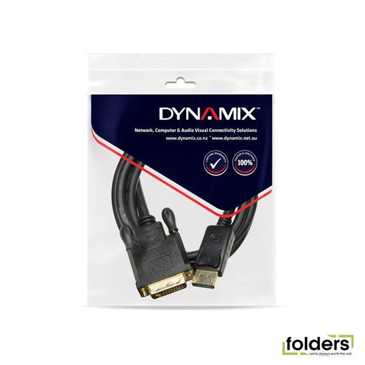 DYNAMIX 1.5m DisplayPort Source to DVI-D Monitor Male Cable - Folders