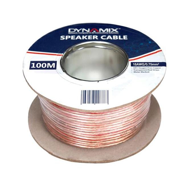 Dynamix 100M 18Awg Pvc Speaker Cable. Bare Copper. Metre Marked.