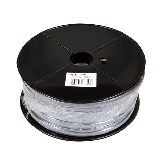 Dynamix 100M Roll 6-Wire Flat Cable , Silver Colour