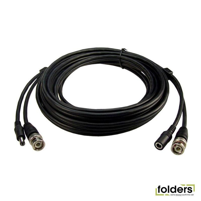 DYNAMIX 10m BNC Male to Male with 2.1mm Power Cable Male/Female. - Folders