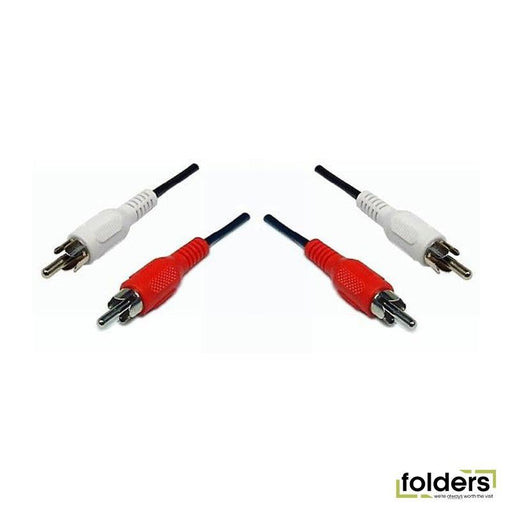 DYNAMIX 10m RCA Audio Cable 2 RCA to 2 RCA Plugs, Coloured Red & - Folders