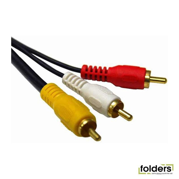 DYNAMIX 10m RCA Audio Video Cable, 3 to 3 RCA Plugs. Yellow RG59 - Folders