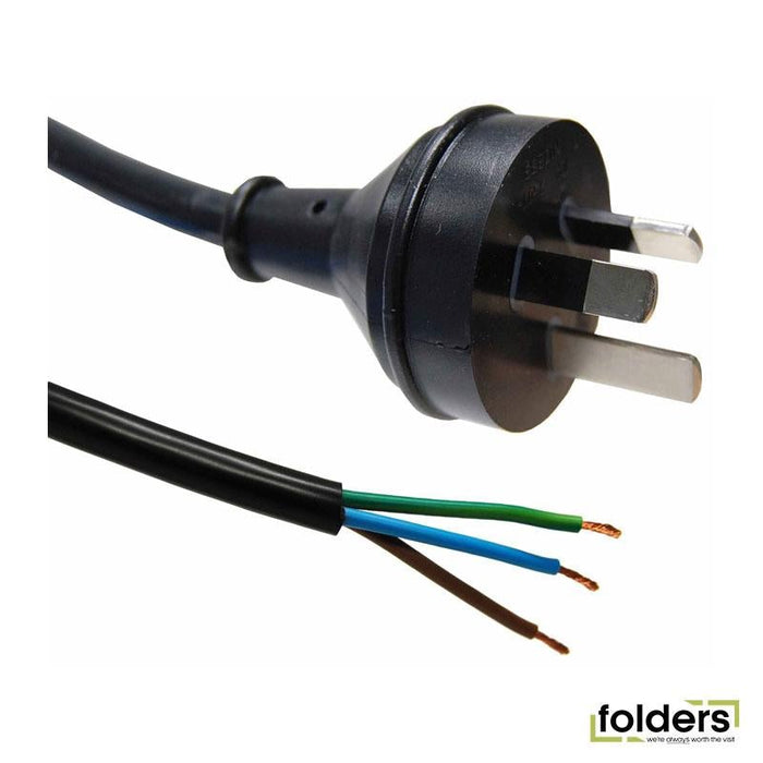 DYNAMIX 1M 3-Pin Plug to Bare End, 3 Core 1mm Cable, Black Colour, - Folders