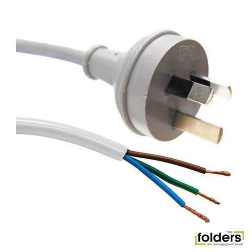 DYNAMIX 1M 3-Pin Plug to Bare End, 3 Core 1mm Cable, White Colour, - Folders