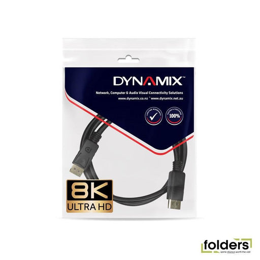 DYNAMIX 1m DisplayPort V1.4 Cable. (FUHD) 28AWG. Supports up to 8K. - Folders