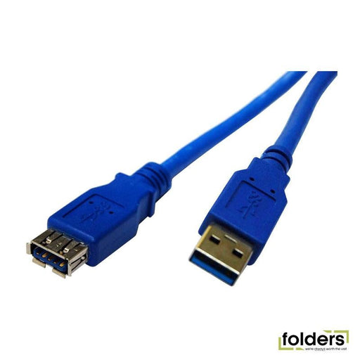 DYNAMIX 1m USB 3.0 USB-A Male to Female Extension Cable. Colour Blue - Folders