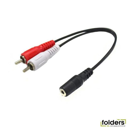 DYNAMIX 200mm Stereo 3.5mm Female to 2 RCA Male Cable - Folders