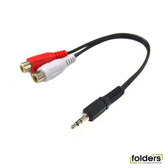 DYNAMIX 200mm Stereo 3.5mm Male to 2 RCA Female Cable - Folders