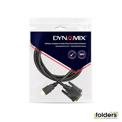 DYNAMIX 2m HDMI Male to DVI-D Male (18+1) Cable. Single Link - Folders
