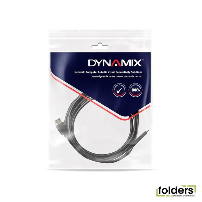 DYNAMIX 2M, USB 3.1 USB-C Male to USB-A Female Cable. Black Colour. - Folders