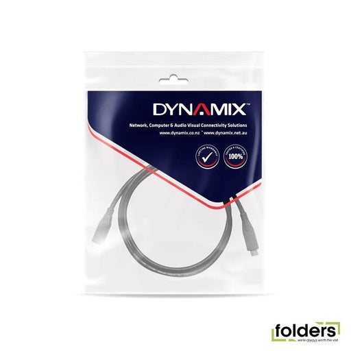 DYNAMIX 2M, USB 3.1 USB-C Male to USB-C Male Cable. Black Colour. - Folders