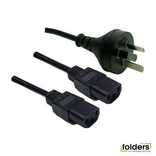 DYNAMIX 2M 'Y'  Power Cord. 3-Pin Plug to 2x IEC Female Connectors - Folders