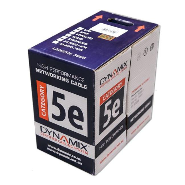 Dynamix 305M Cat5E White Utp Solid Cable Roll 100Mhz, 24Awgx4P, Pvc