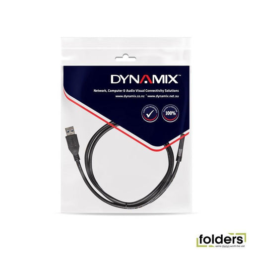 DYNAMIX 3M, USB 3.1 USB-C Male to USB-A Male Cable. Black Colour. - Folders
