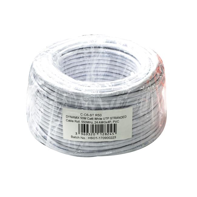 Dynamix 50M Cat6 Beige Utp Stranded Cable Roll, 250Mhz, 24Awgx4P, Pvc