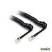 DYNAMIX Curly Handset Cord BLACK, 4 Wire RJ22 to RJ22 Cable. 600mm - Folders