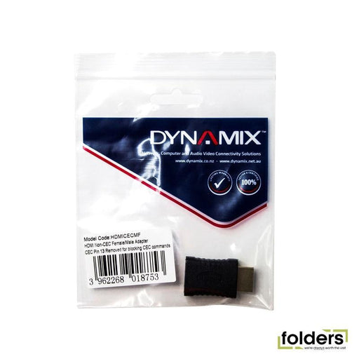 DYNAMIX HDMI Non-CEC Female/ Male Adapter, CEC Pin 13 Removed - Folders