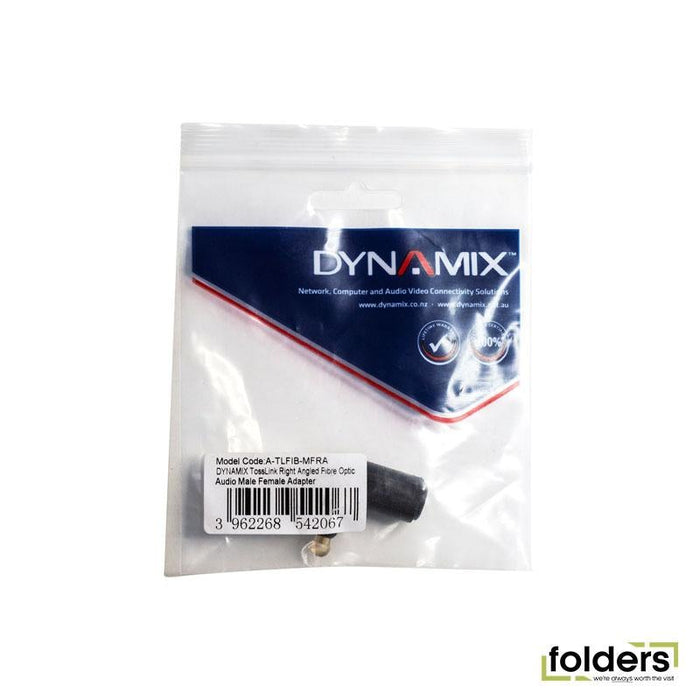 DYNAMIX TosLink Right Angled Fibre Optic Audio Male Female Adapter. - Folders