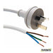 DYNAMIX 2M 3-Pin Plug to Bare End, 3 Core 1mm Cable, White Colour SAA - Folders