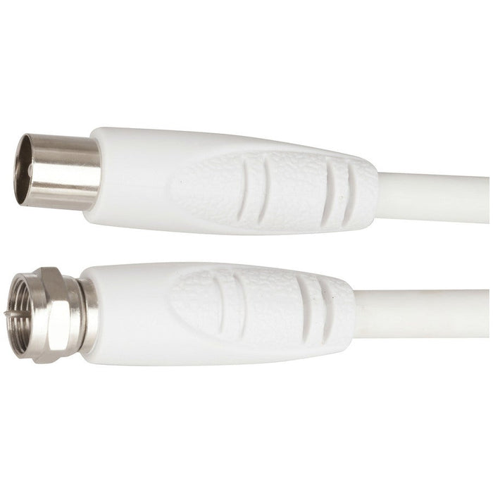 F Plug to TV Coaxial Plug Cable White - 1.5m - Folders
