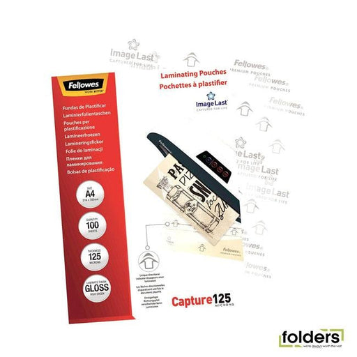 Fellowes Laminating Pouches A4 Gloss 125 Micron Pack 100 - Folders
