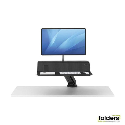 Fellowes Lotus RT Single Monitor Sit Stand Workstation Black - Folders