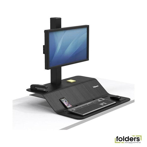 Fellowes Lotus VE Single Monitor Sit Stand Workstation - Folders